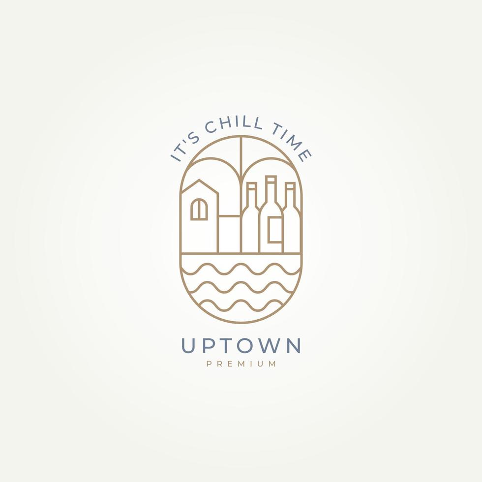 minimalist downtown or uptown city badge logo template vector illustration design. simple modern party city, bar, destination emblem logo concept