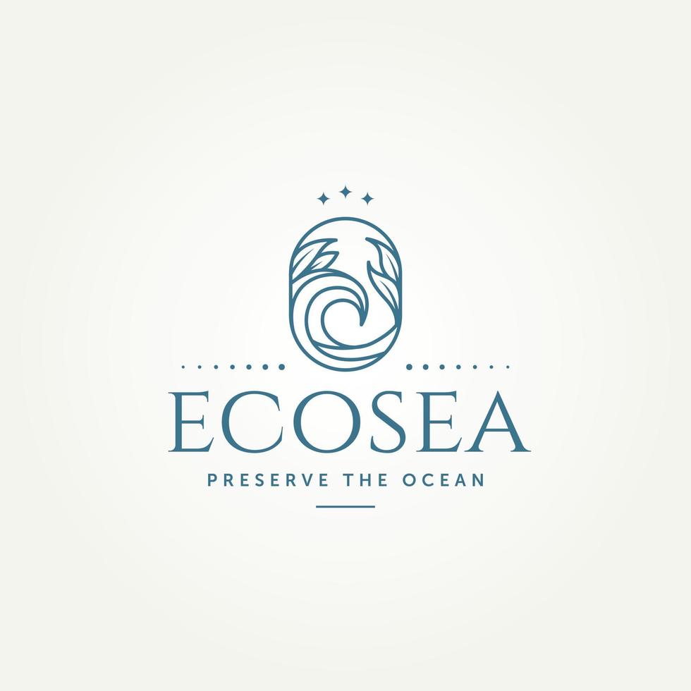 minimalist save the sea icon logo template vector illustration design. simple modern protect the sea logo concept