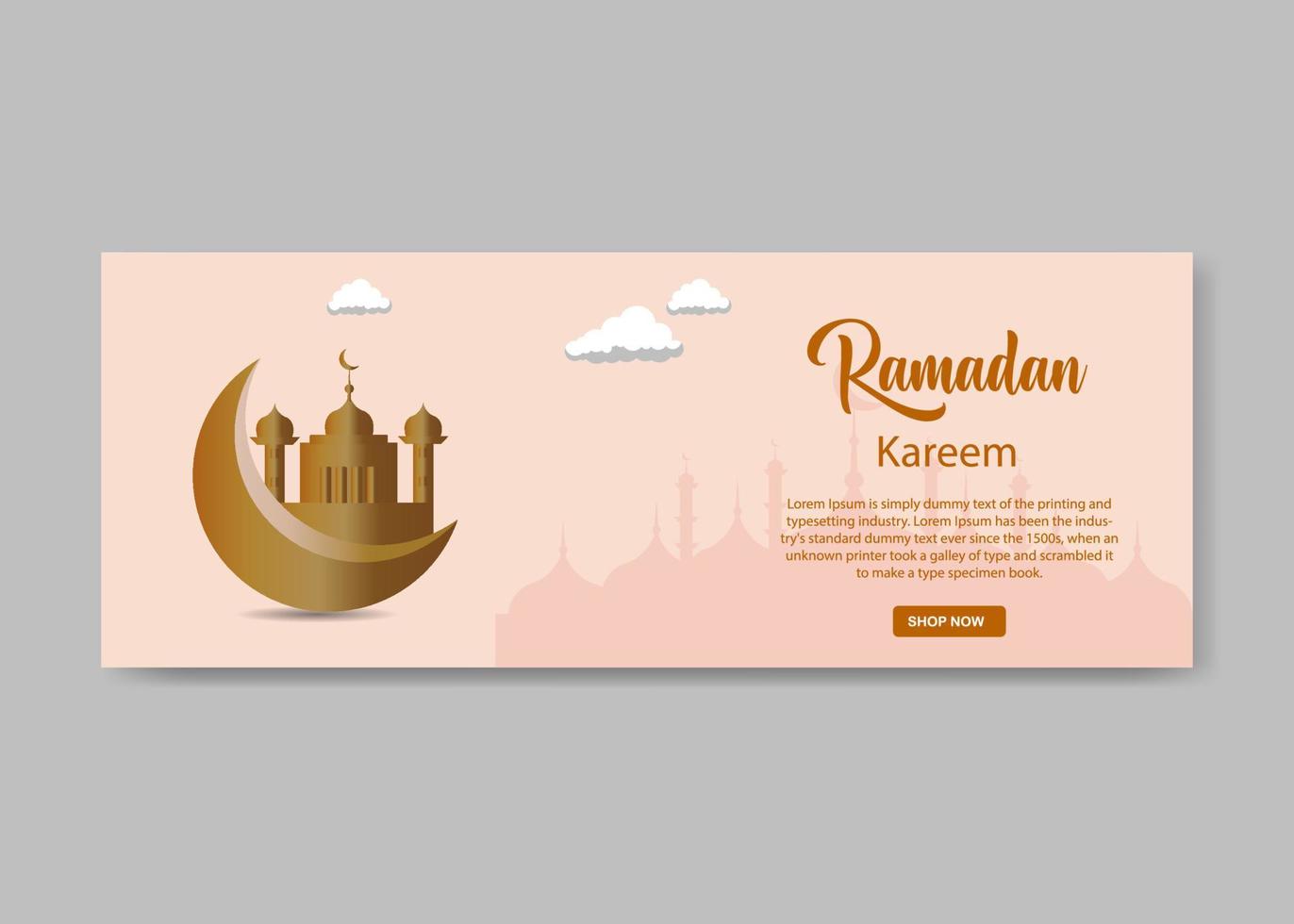 Ramadan kareem traditional islamic social media banner and cover design vector