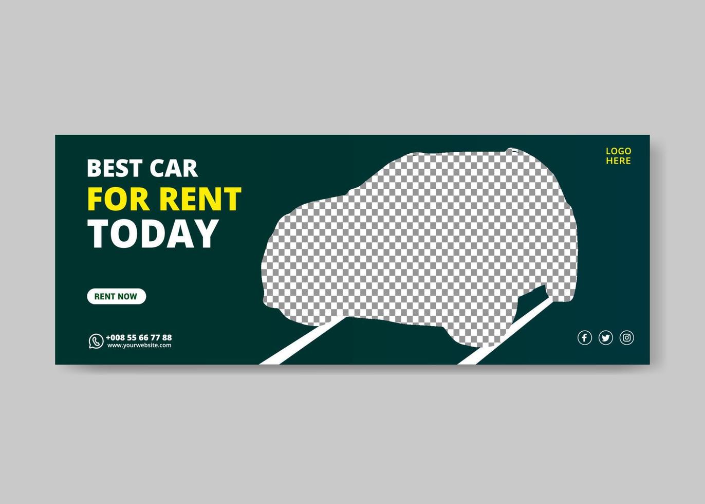 Car rental social media cover and banner design, Car rental social media post template, social media post template vector