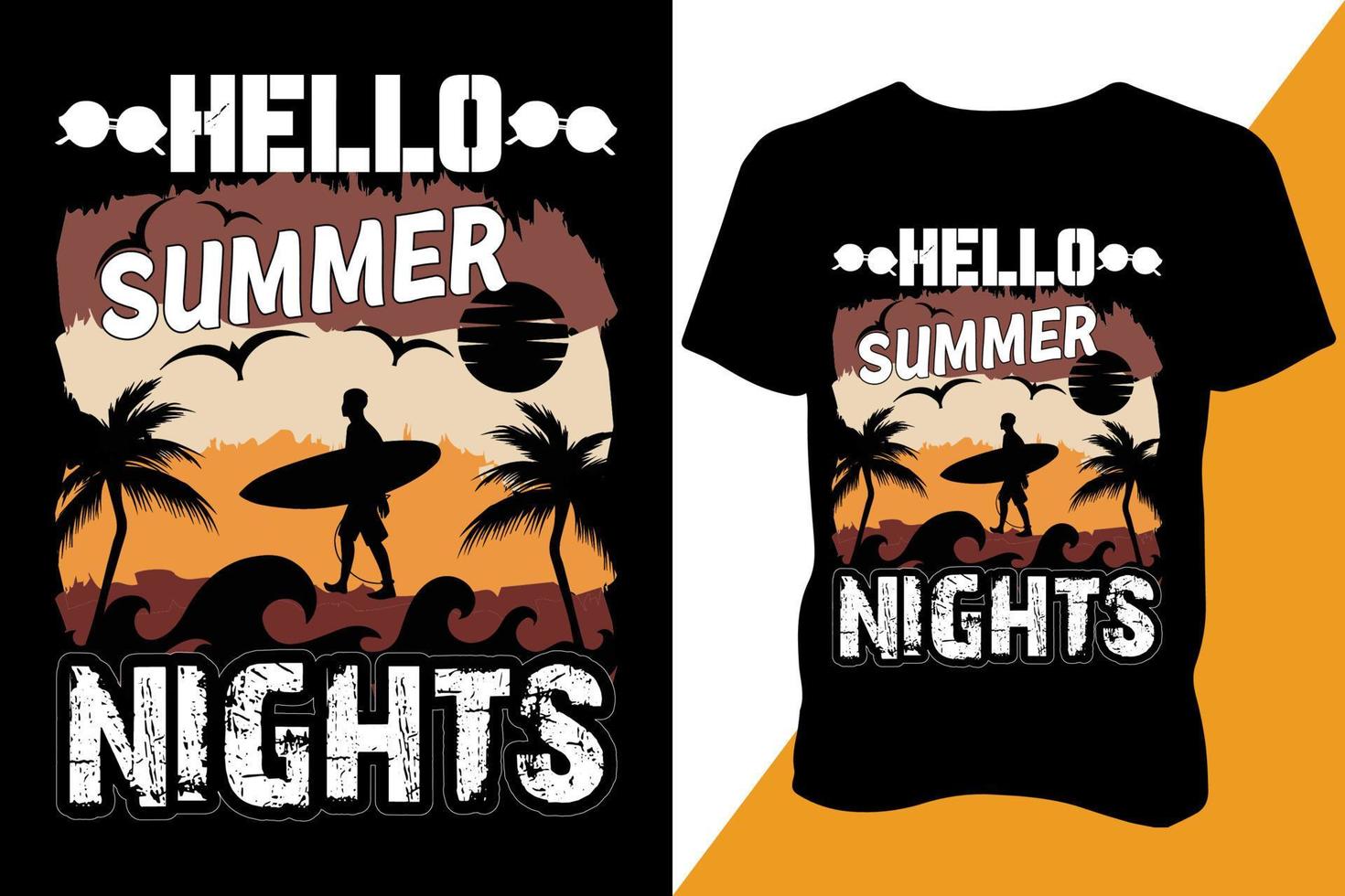 Hello summer nights Tshirt design apparel typography latest design retro design trendy vector