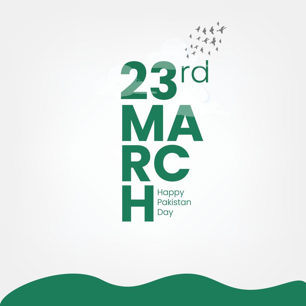 23 March Pakistan Resolution Day with Green and White Color Combination vector