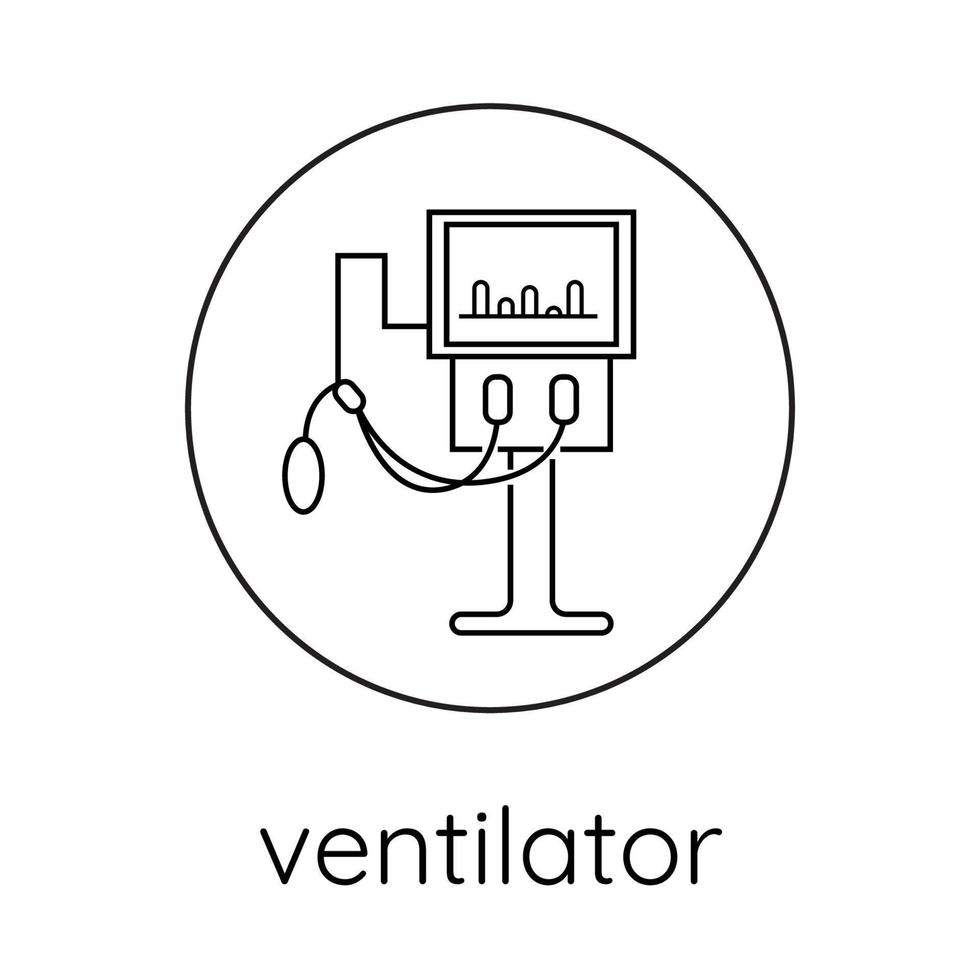 lineal icono ventilador. neumología, medicina vector