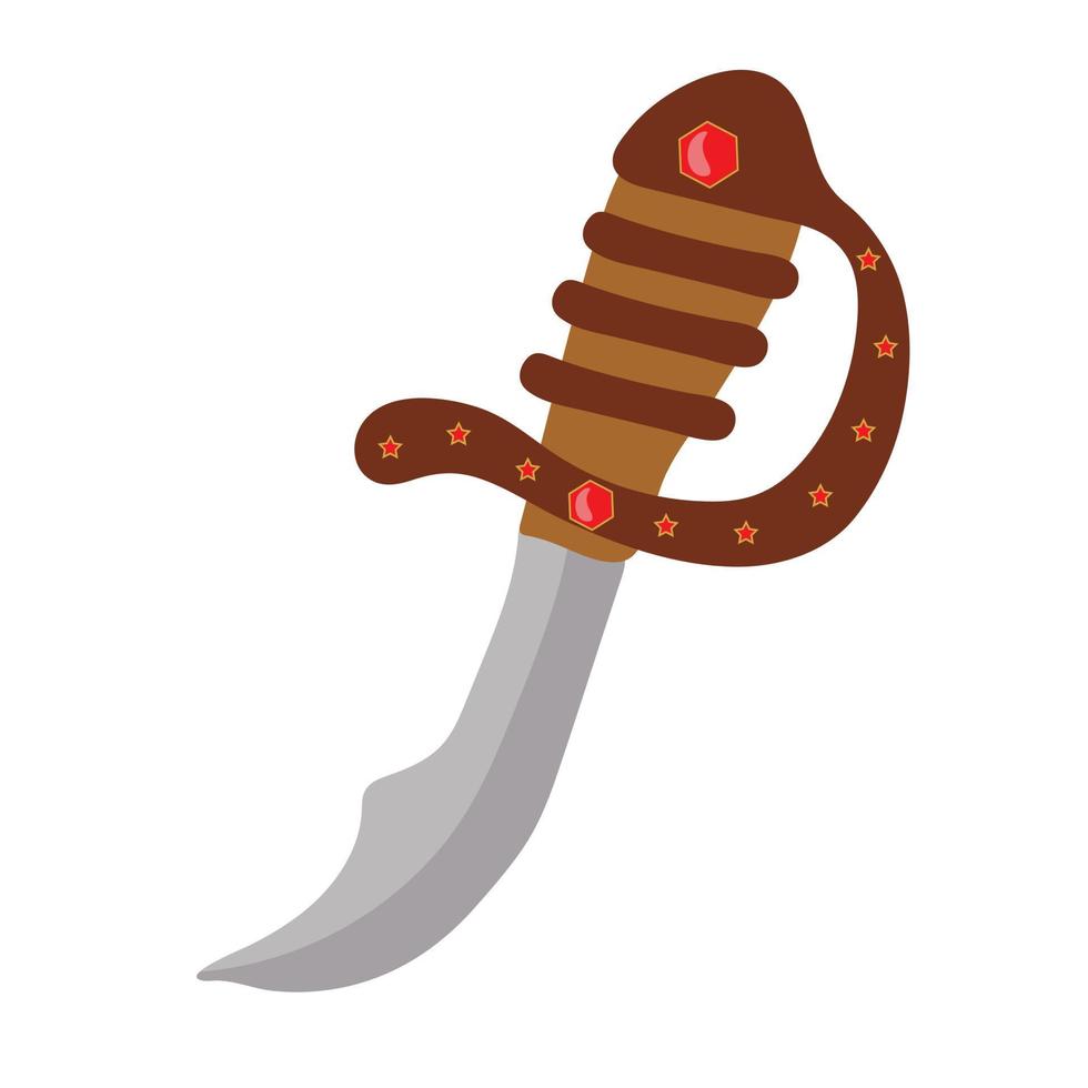 Hand-drawn medieval curved sword pirate vector