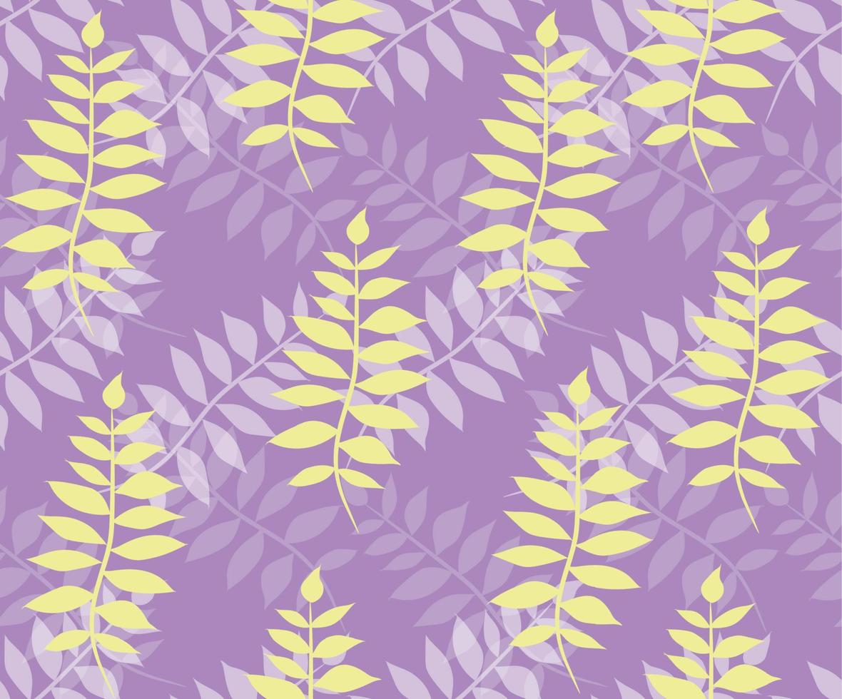 Floral seamless pattern, yellow and white twigs with leaves on a violet background vector