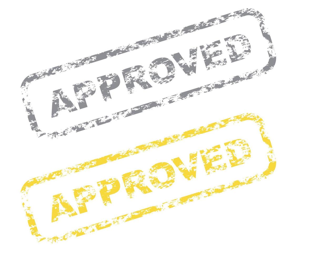 Approved yellow and gray ink stamp vector