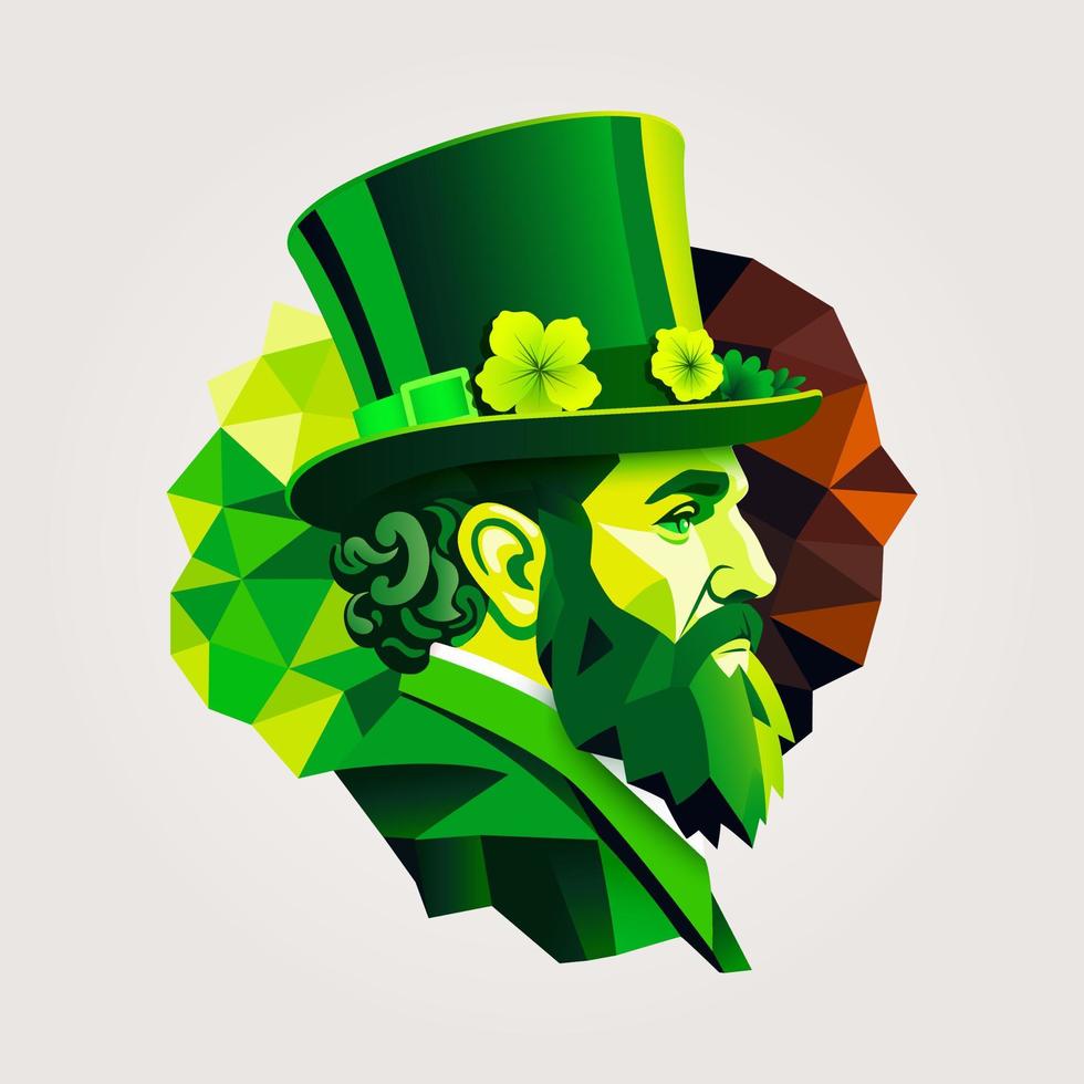 St. Patrick man. bearded man with hat graphic illustration. vector