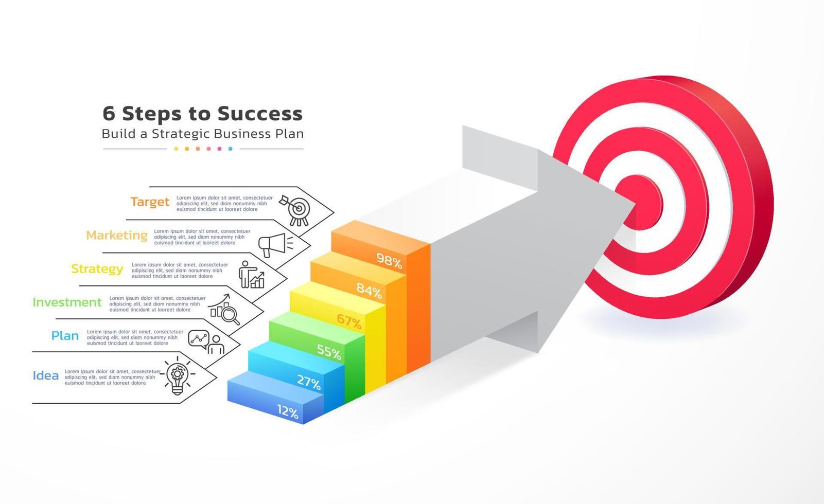 stair arrow infographic timeline template background vector