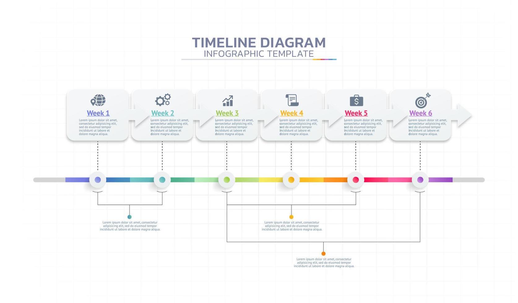 cronograma diagrama infografía pasos modelo antecedentes vector