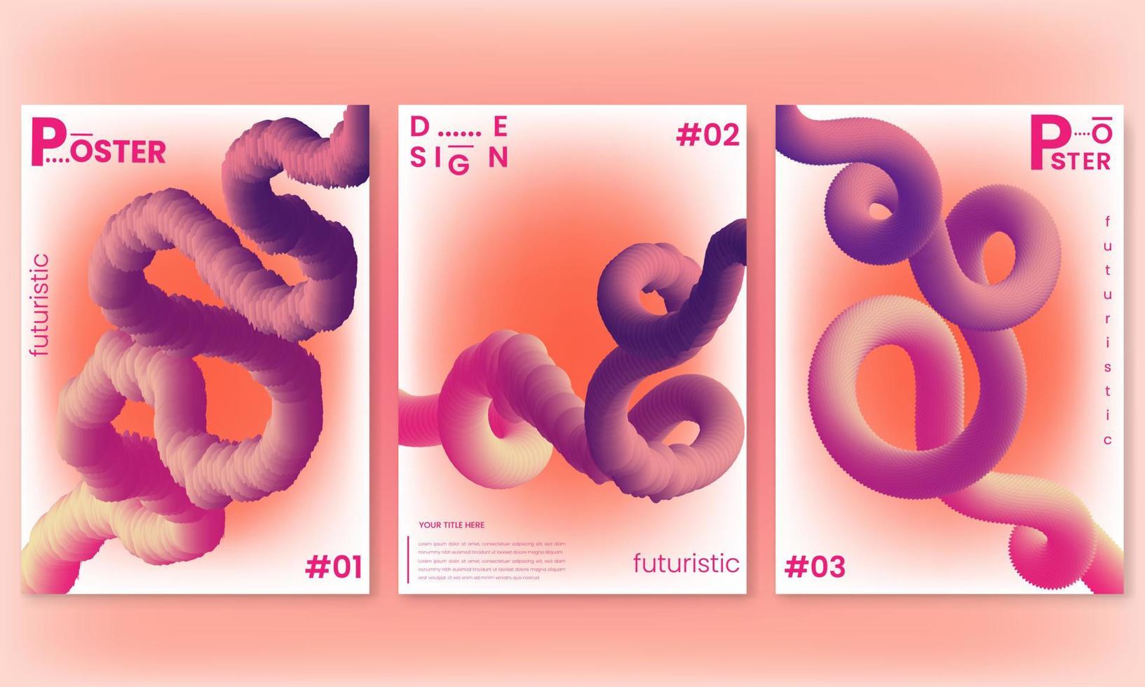 Set of vector abstract trendy, futuristic gradient illustrations, backgrounds for the cover of magazines about dreams, future, design , music poster. Free Vector