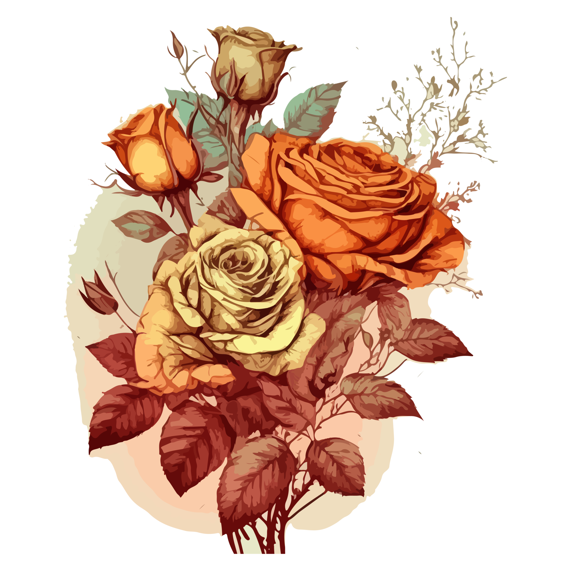 Watercolor painting of a beautiful bouquet of roses 21181017 PNG