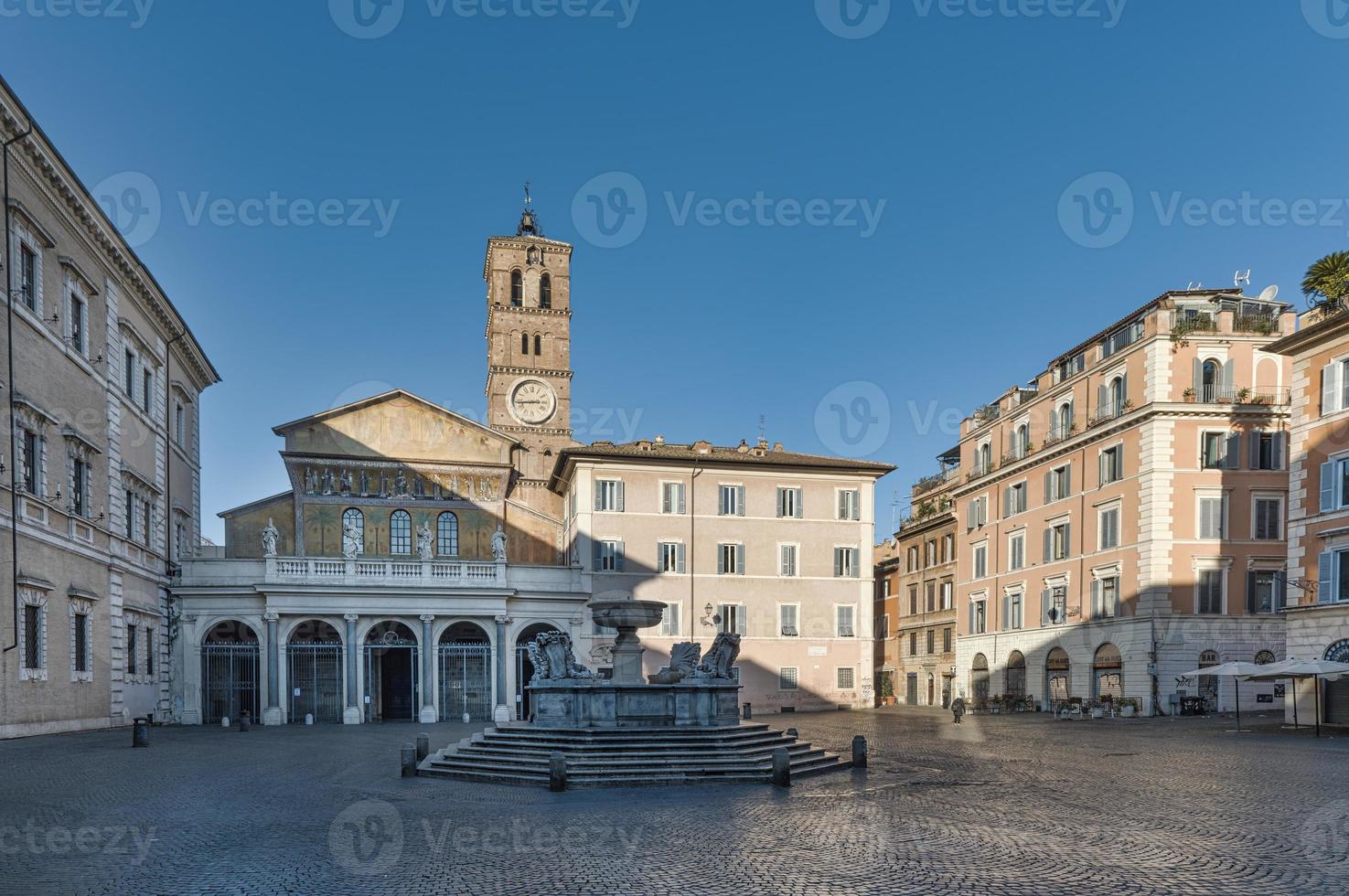 The Basilica of Santa Maria in Trastevere in the homonymous square in Rome photo