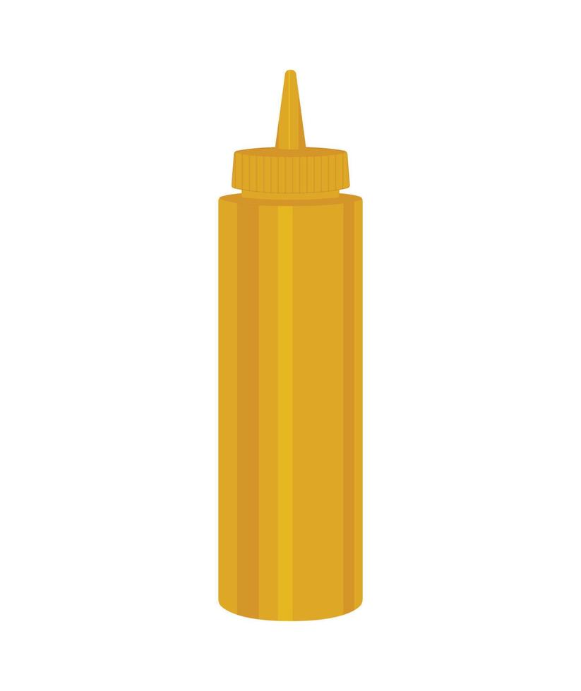 Mustard Condiment Squeeze Bottle, Yellow Mustard Plastic Dispenser Container Illustration vector