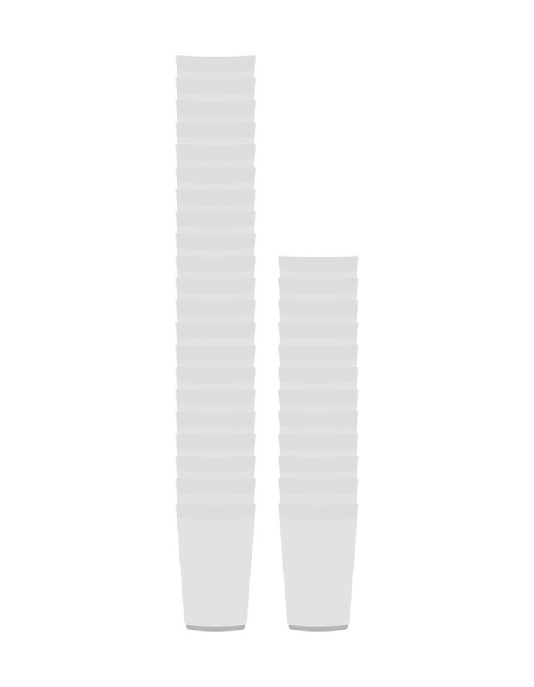 Plastic Cups Stack Silhouette, White Disposable Paper cups Illustration vector
