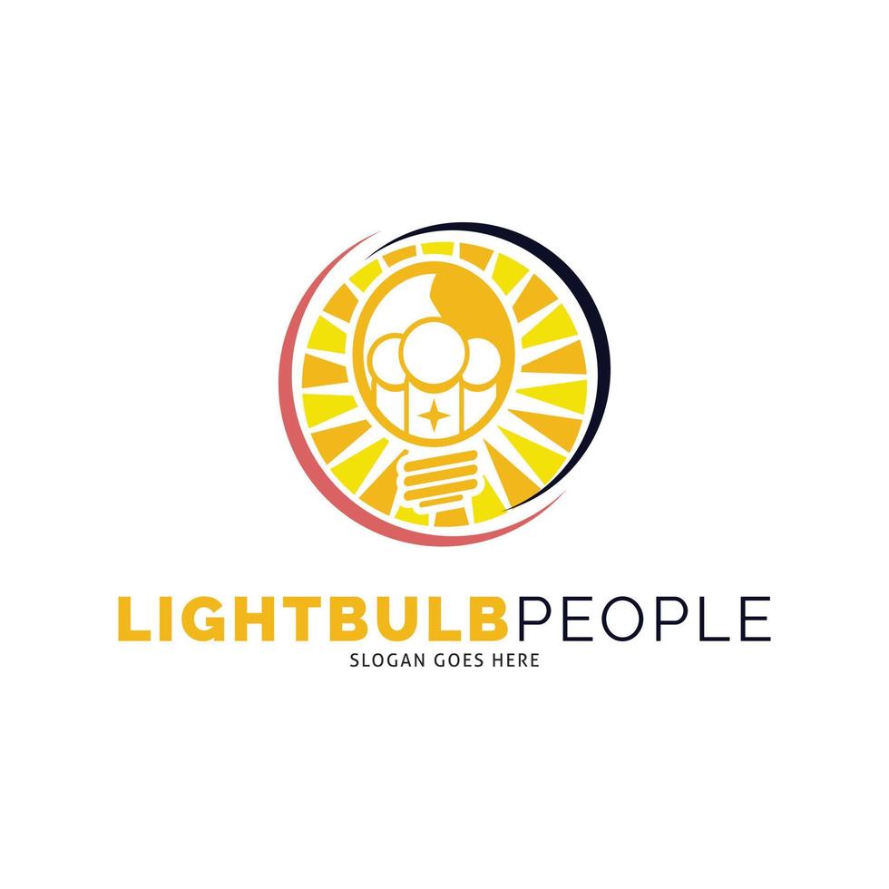 Lightbulb People Group Icon Vector Logo Template Illustration Design