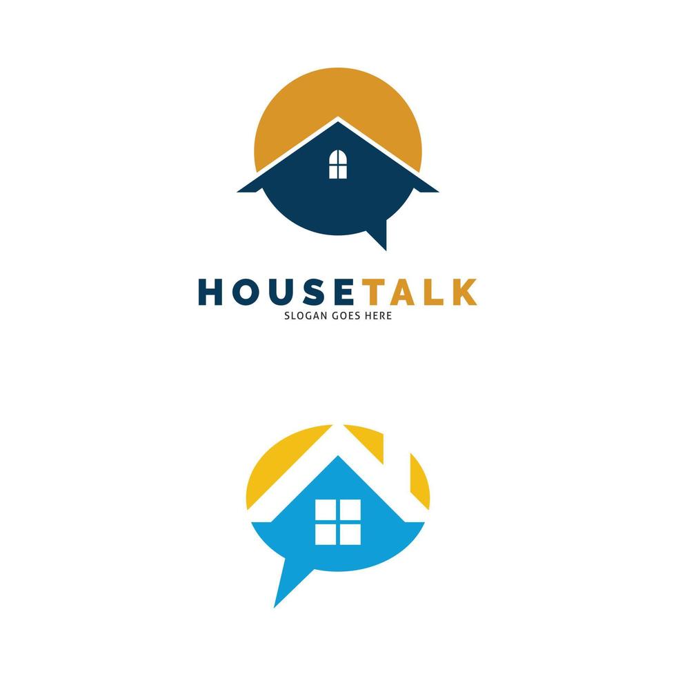 Set of House Talk or House Chat Icon Vector Logo Template Illustration Design