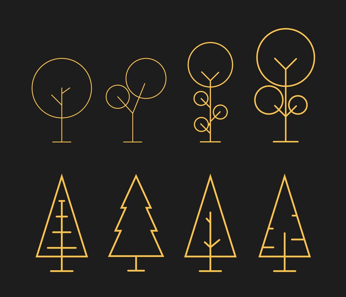 Minimalist free tree line art collection vectors