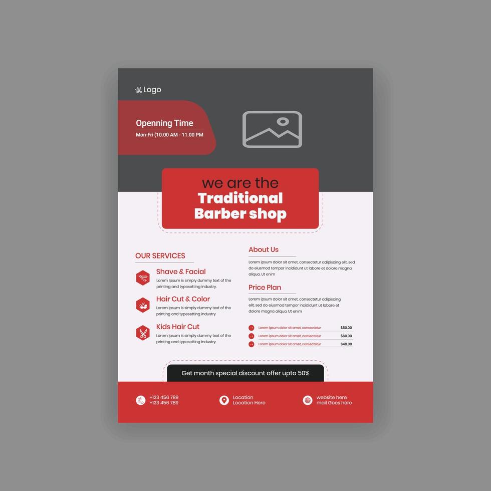 Salon barbershop A4  flyer template vector