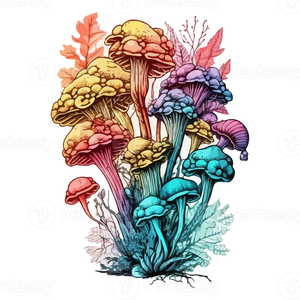 Watercolor painting about mushrooms png