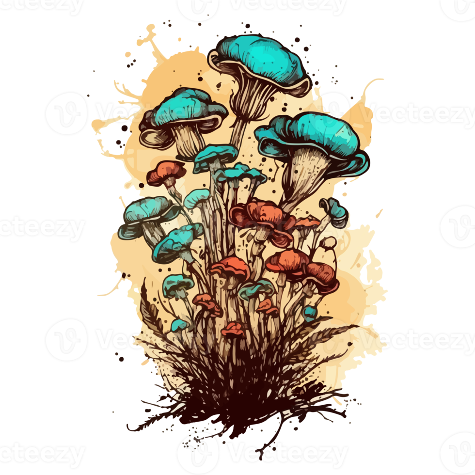 Watercolor painting about mushrooms png