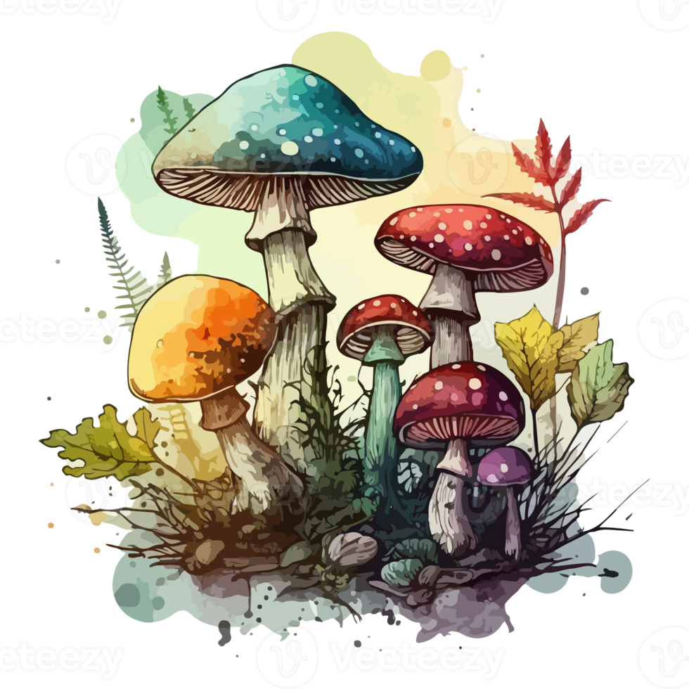 Watercolor painting about mushrooms png