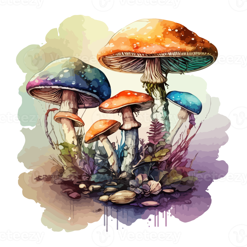 Watercolor painting about mushrooms png