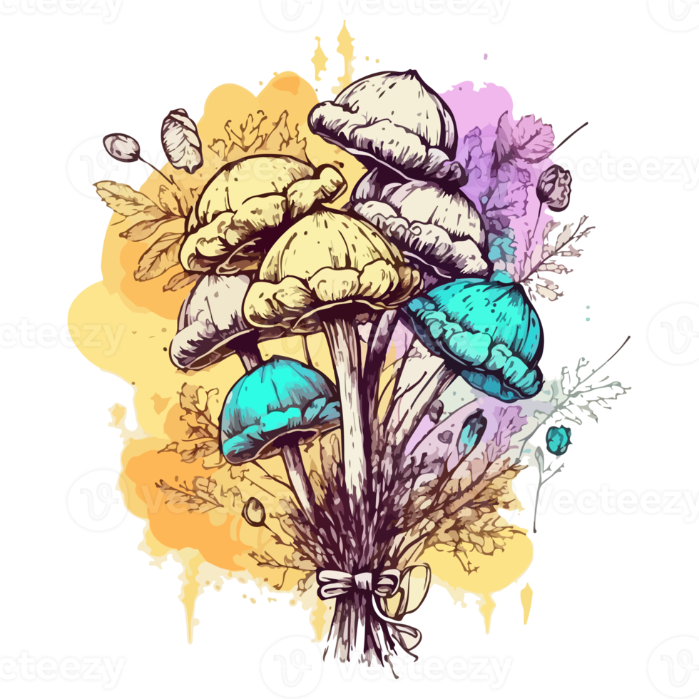 Watercolor painting about mushrooms png