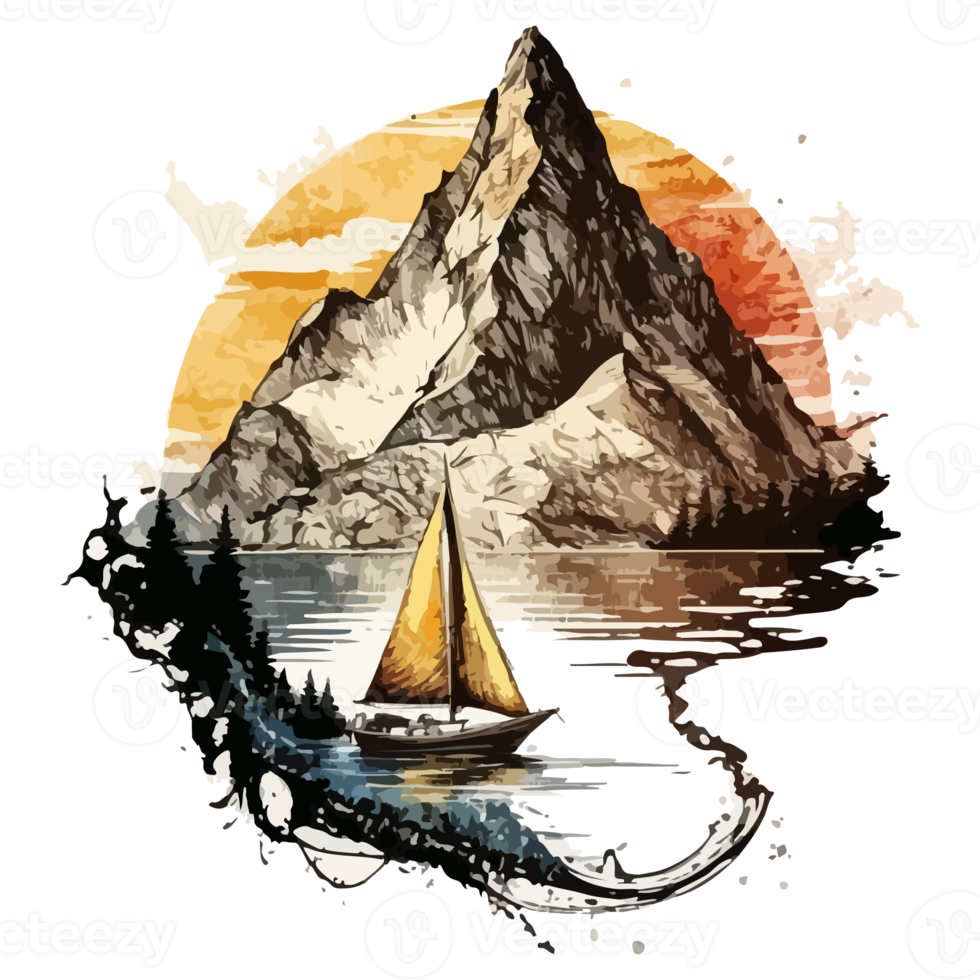 Watercolor painting of a sailboat png