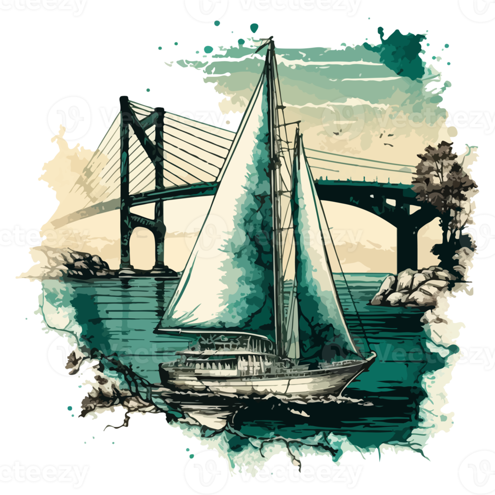 Watercolor painting of a sailboat png