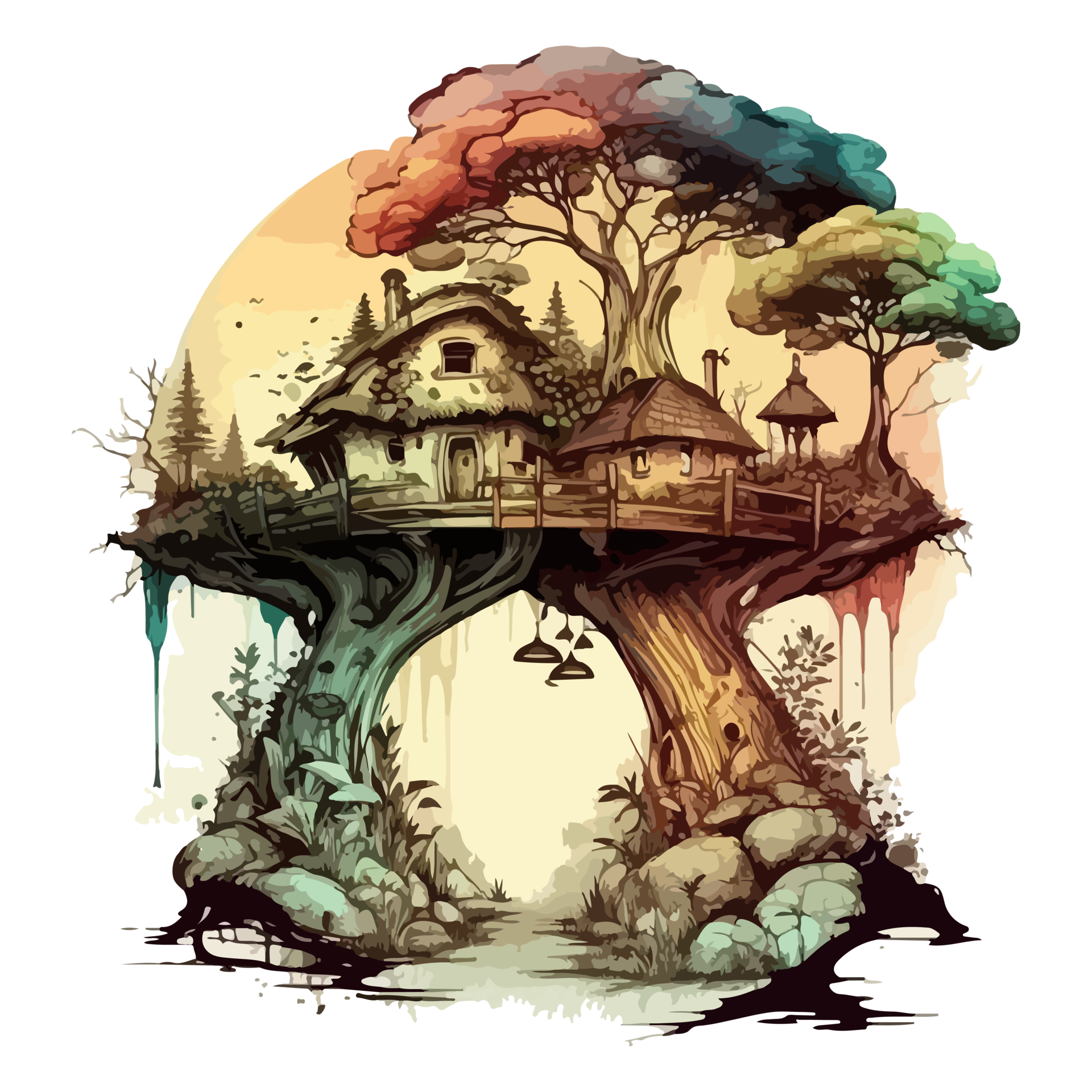 Watercolor Painting Of A Mushroom House 21182289 PNG Watercolor Painting Of A Mushroom House 21182289 PNG