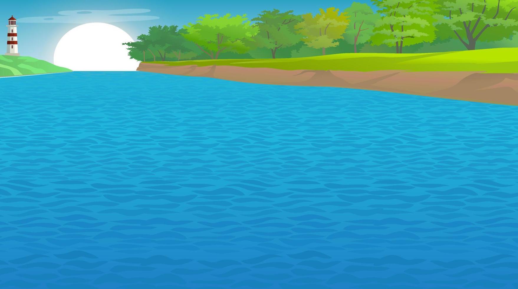 River between forest beautiful natural scene. vector