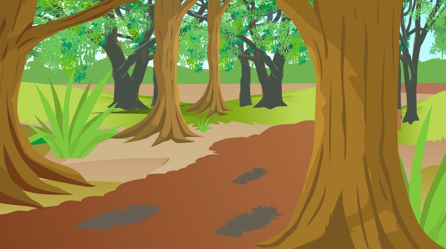 bosque escena para 2d dibujos animados animación. vector