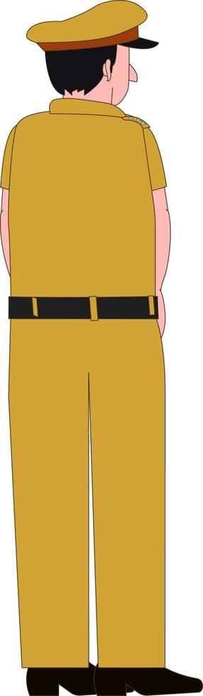 Police character back side. vector