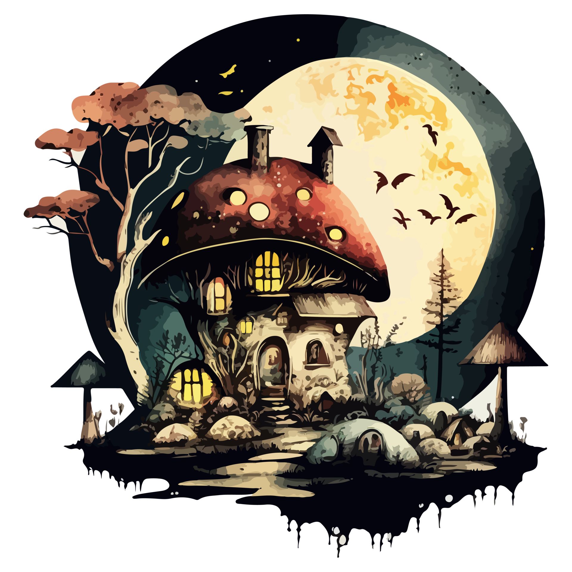 Watercolor Painting Of A Mushroom House 21182402 PNG watercolor-painting-of-a-mushroom-house-21182402-png
