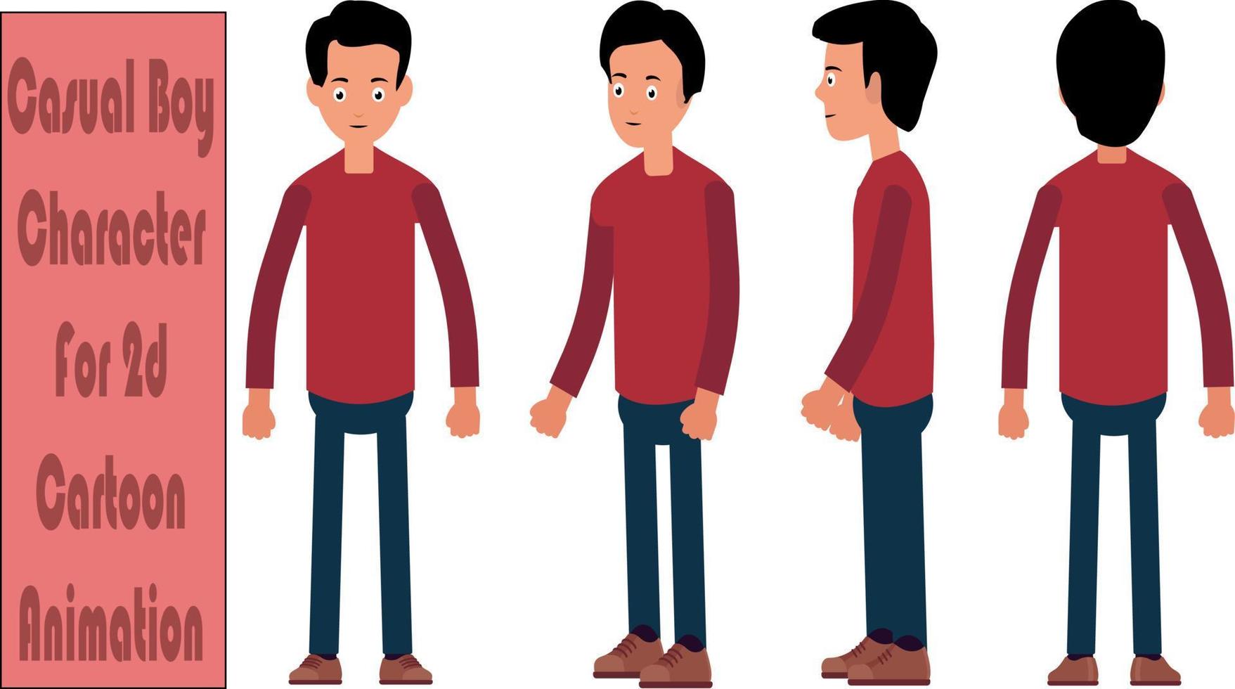Casual boy character for cartoon animation. vector