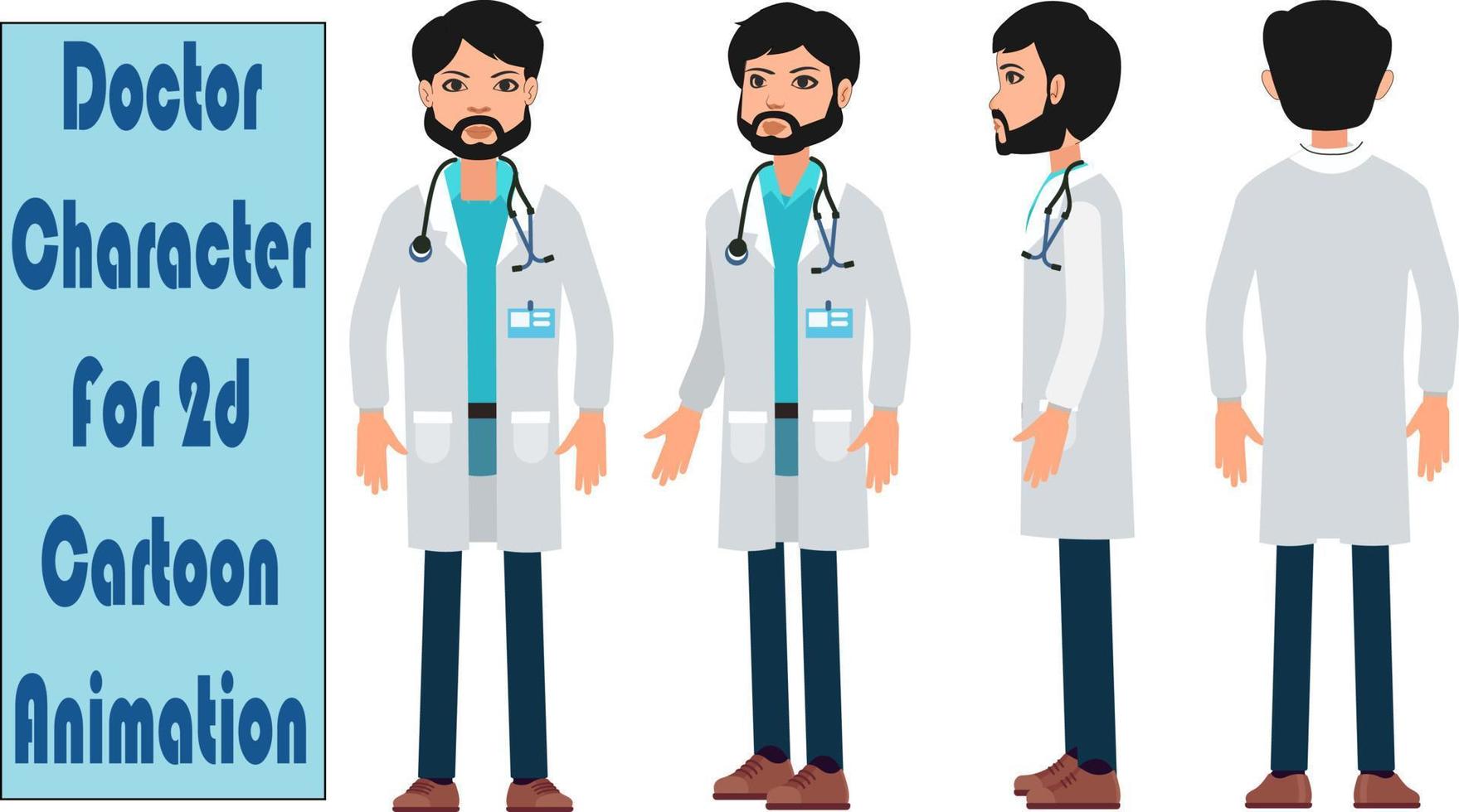 Doctor character for cartoon animation. vector