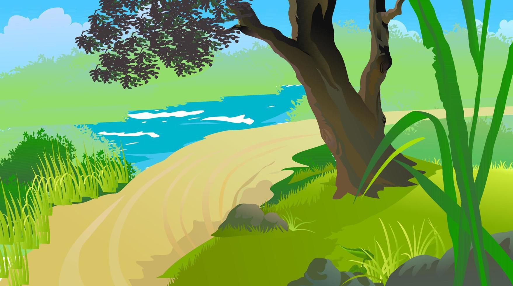 Nature jungle scene for cartoon animation. vector