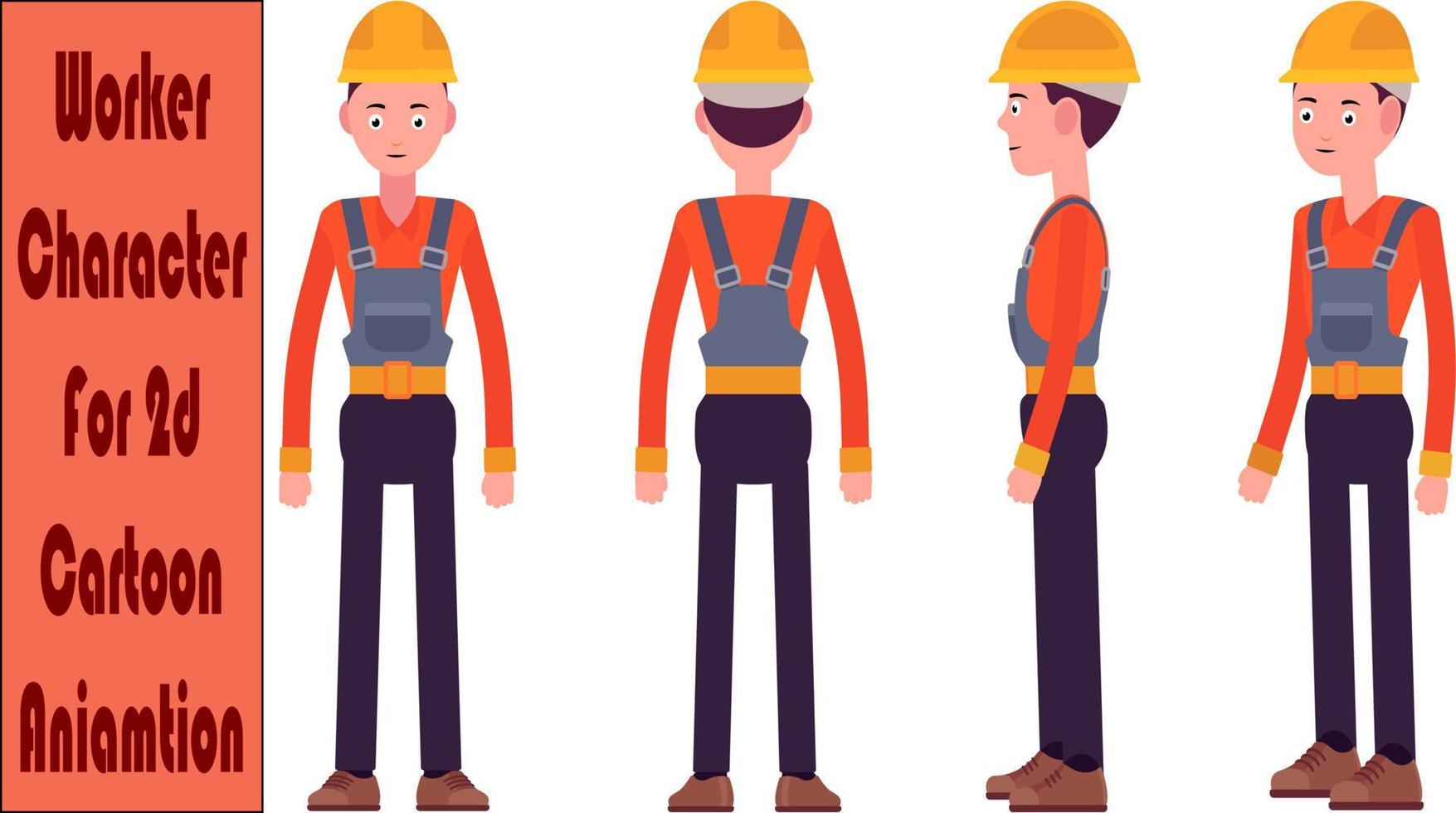 Builder character all angel for cartoon animation. vector