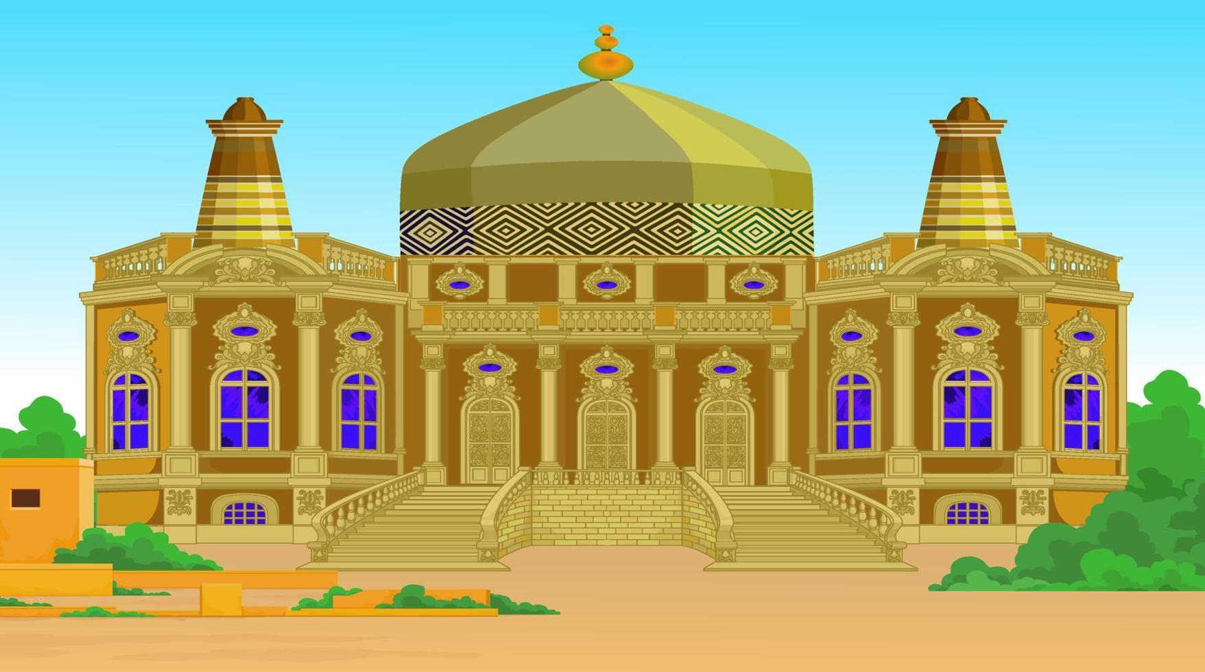 King palace with natural beauty for animation. vector