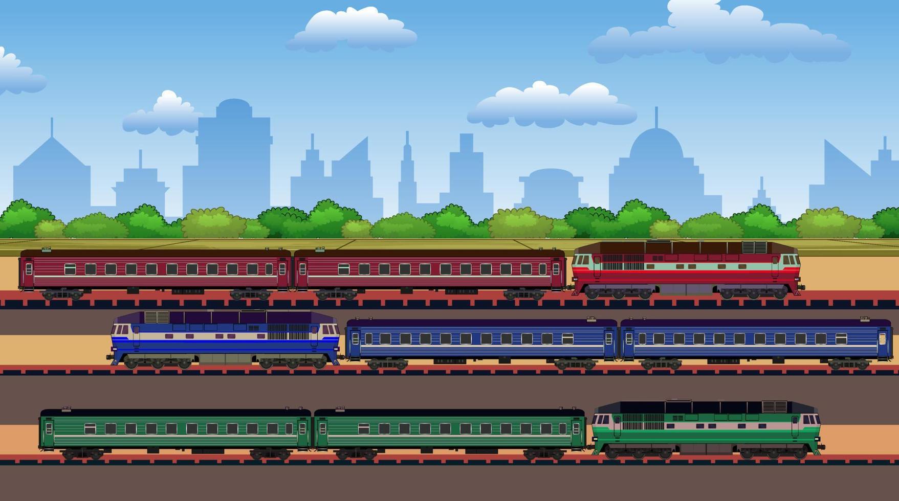 Railway station illustration for cartoon animation. vector