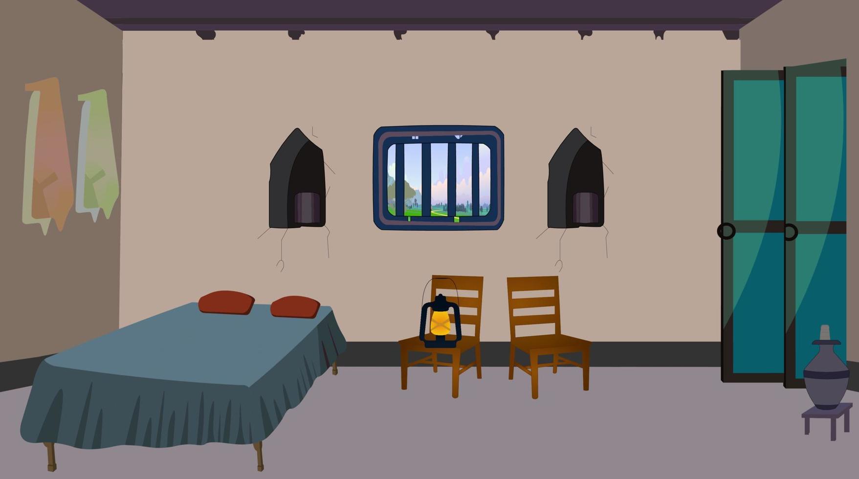 Village house room interior. vector