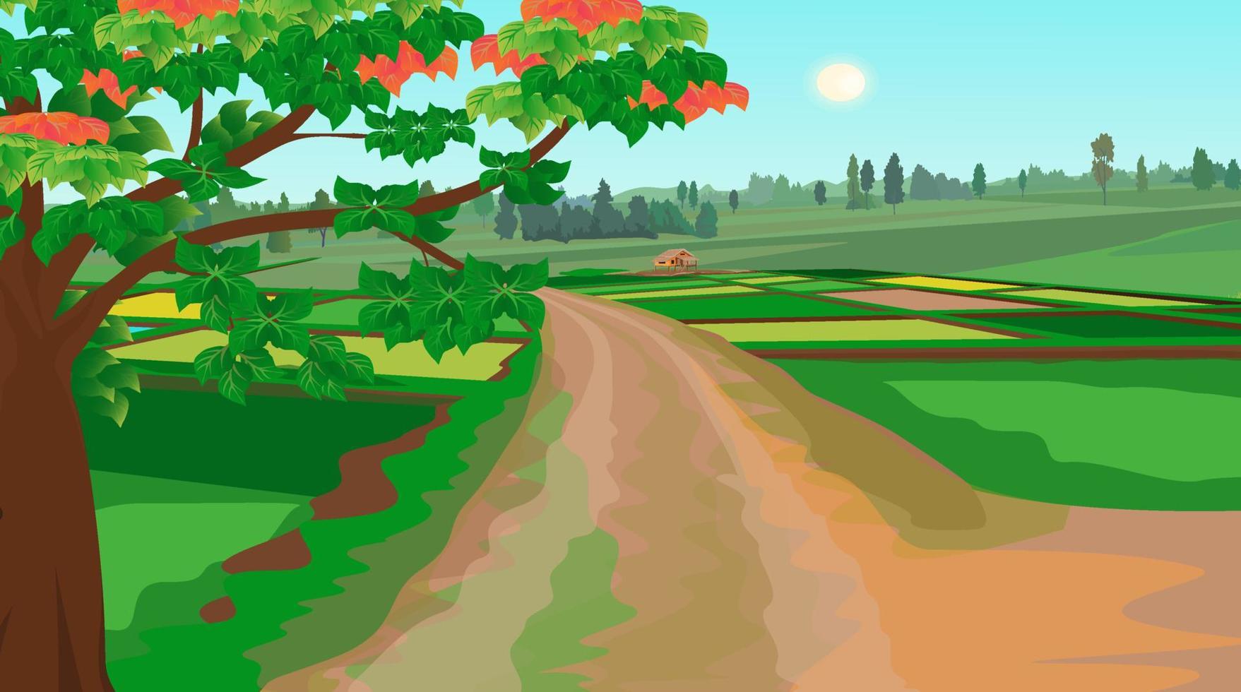 naturaleza escena con verde campo. vector