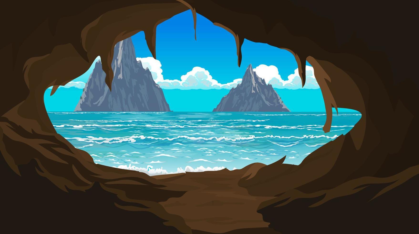 Cave beside a river. vector