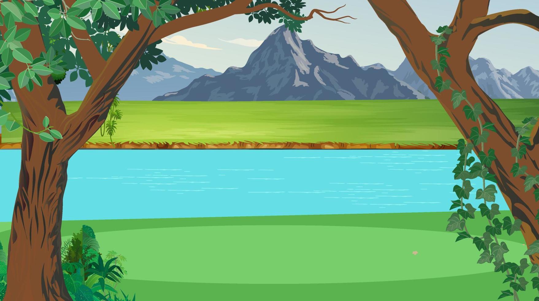 River flowing inside the forest. vector