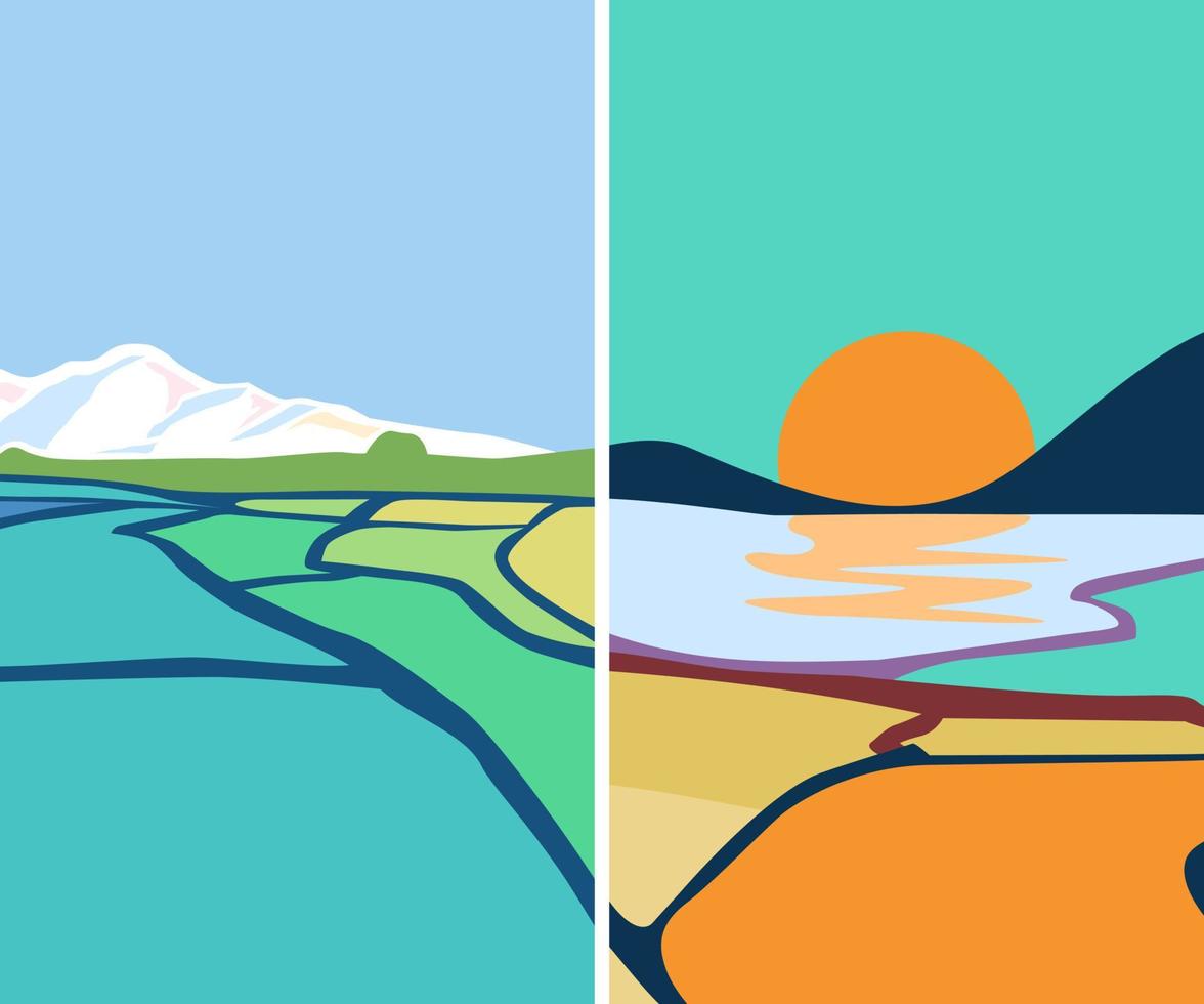 Colorful abstract rice field vector design