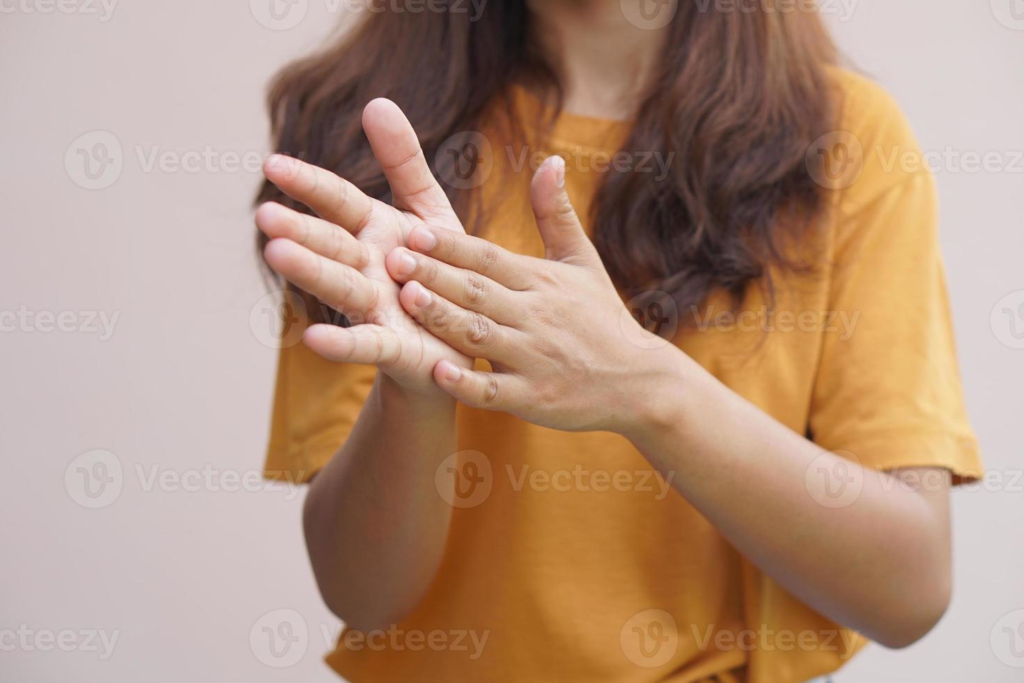 Asian women applaud admire success photo