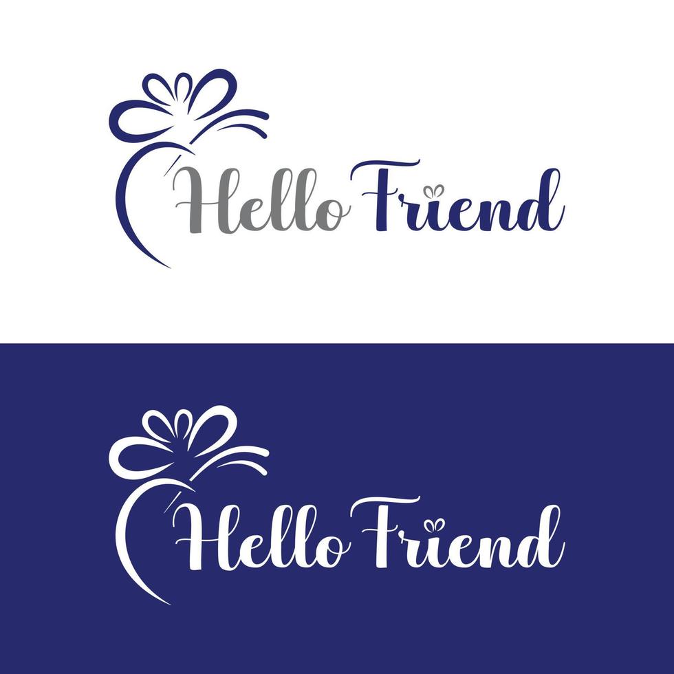 Gift box, Hello friend logo design vector art graphics.