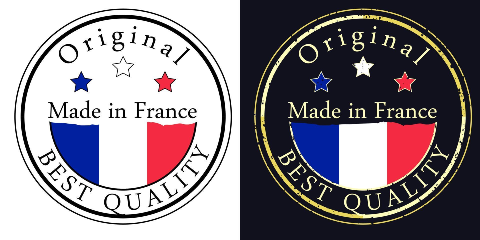 Round labels with flag, original best quality. Vector illustration of France flag.