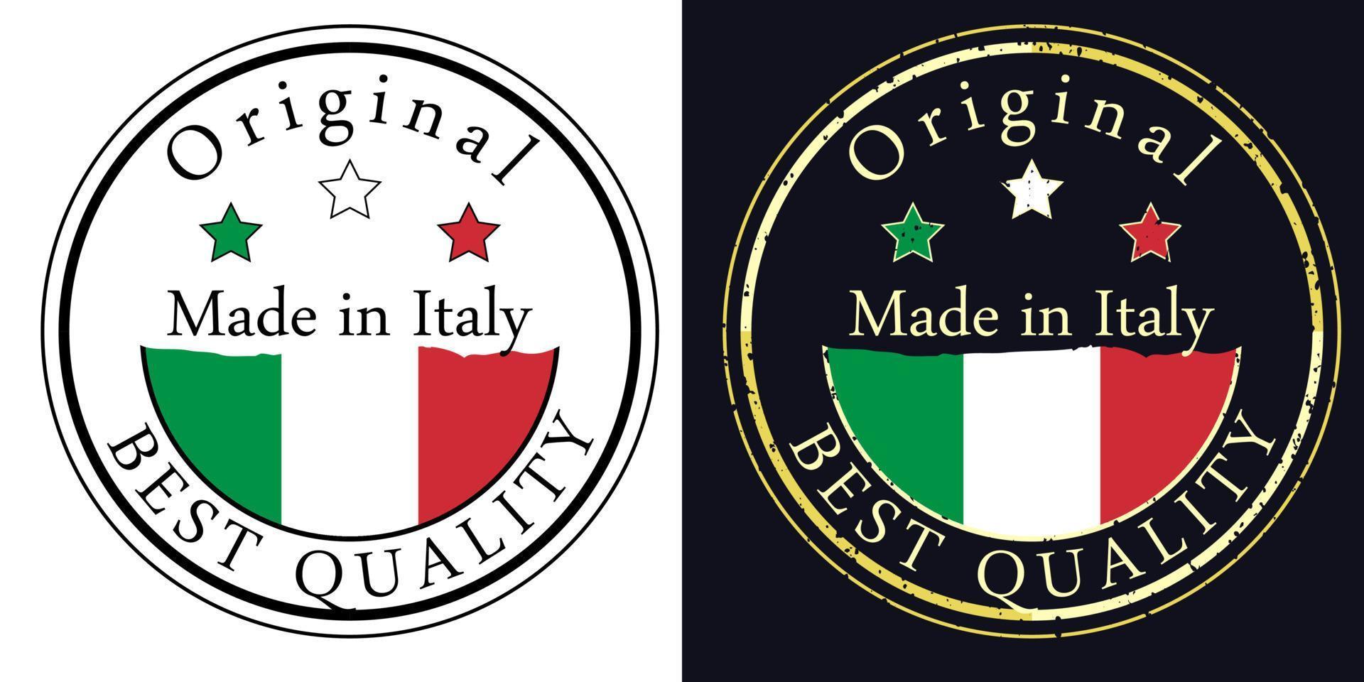 Round labels with flag, original best quality. Vector illustration of Italy flag.