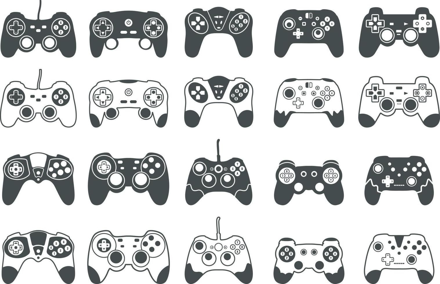 juego controlador silueta, juego controlador svg, vídeo juegos palanca de mando, joypad svg, jugando dispositivo, juego consola vector ilustración.